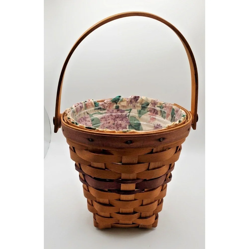 Longaberger 1994 Lilac Handled Basket w/Fabric Liner & Protector 6.5